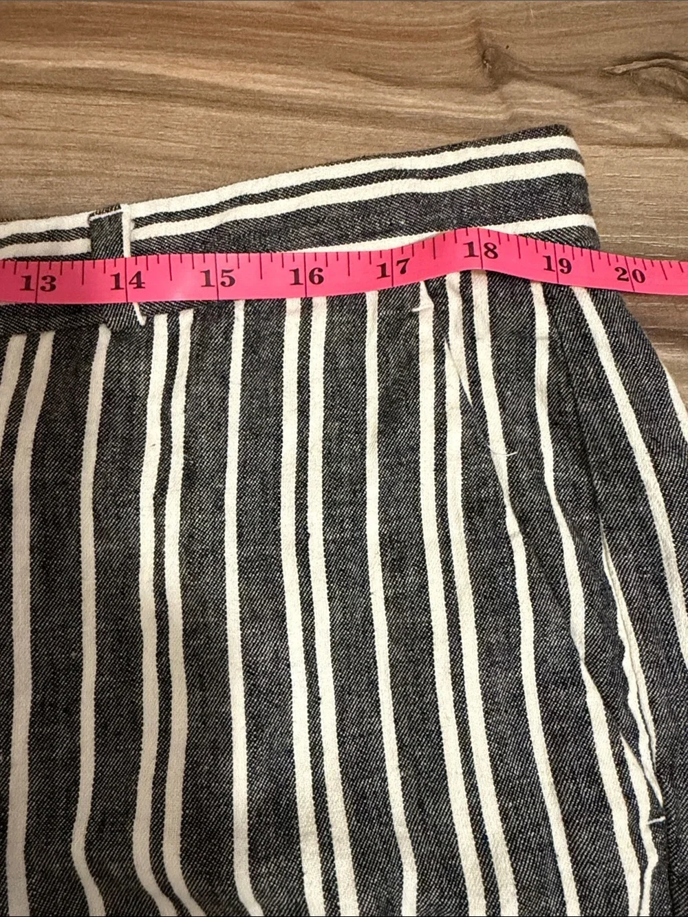 Banana Republic Avery Pants Linen Blend Womens Sz. 16P Crop Black White Striped